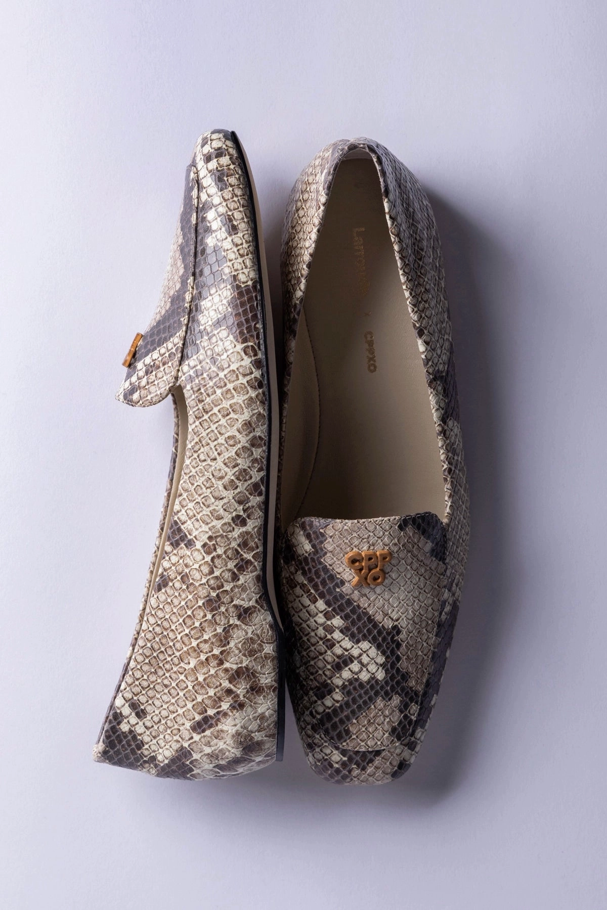 Larroud x CPPXO Loafer In Neutral Snake Leather Praying Praying Loafers