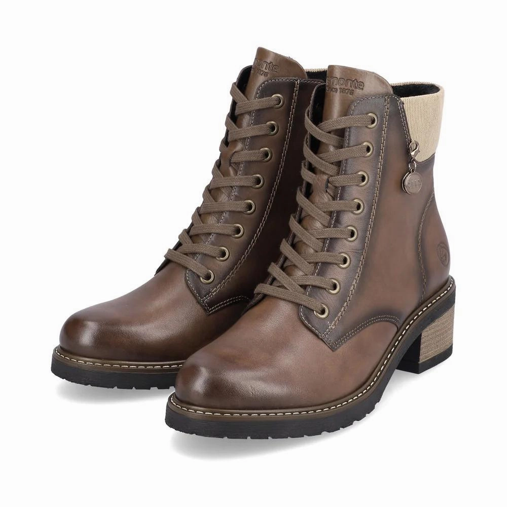 Remonte D1A70 Aida Chestnut Combat Boot (Women's) Real Leather Boots