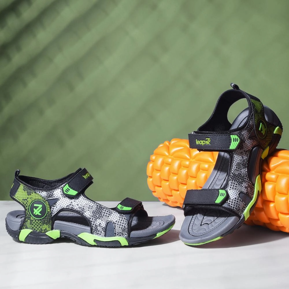 Leap7x By Liberty Mens ANDORRA Black Sporty Casual Sandal Platform Chunky Sandals