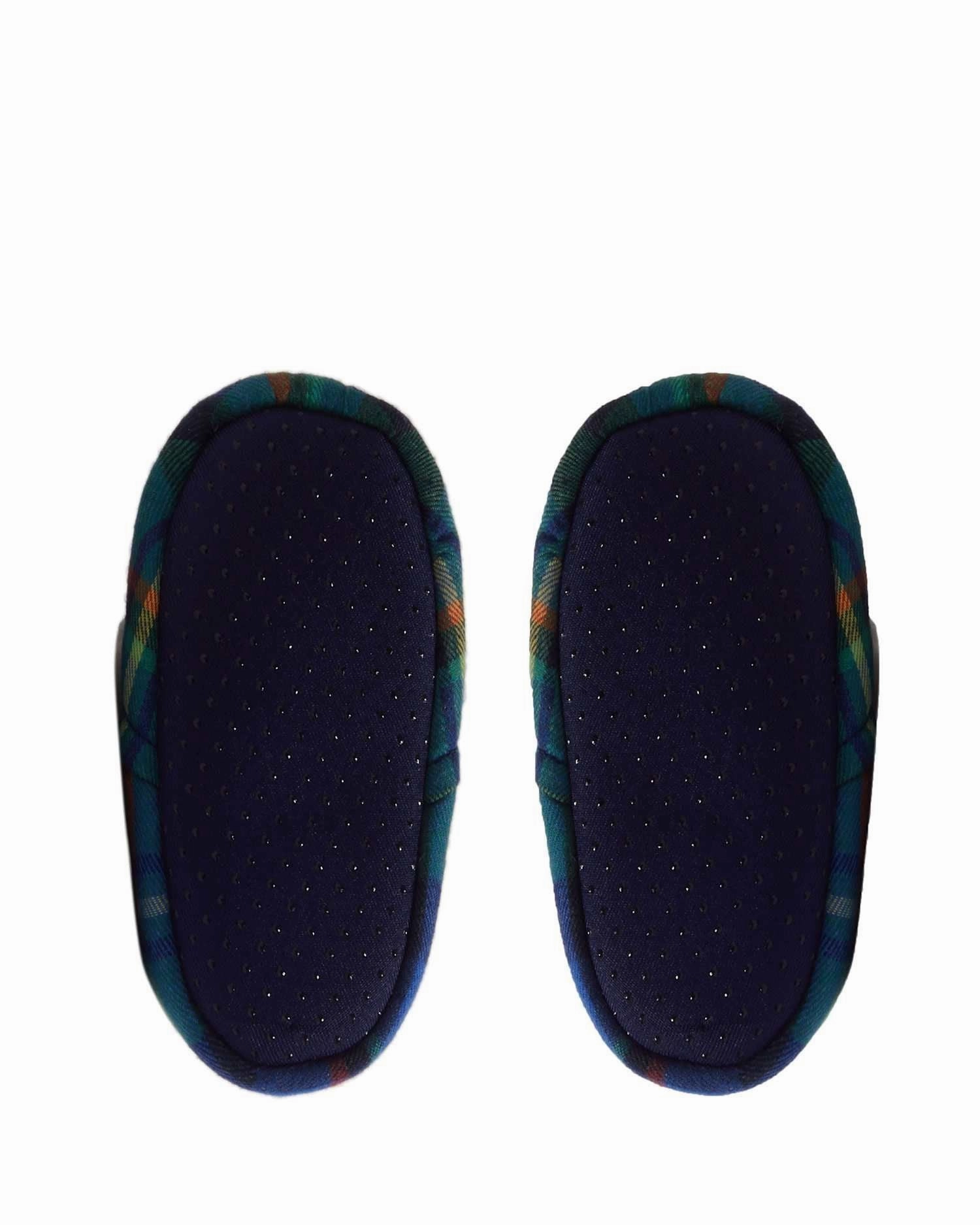 Dearfoams Kids Baby Bear Plaid Closed Back Slipper Nest Slippers