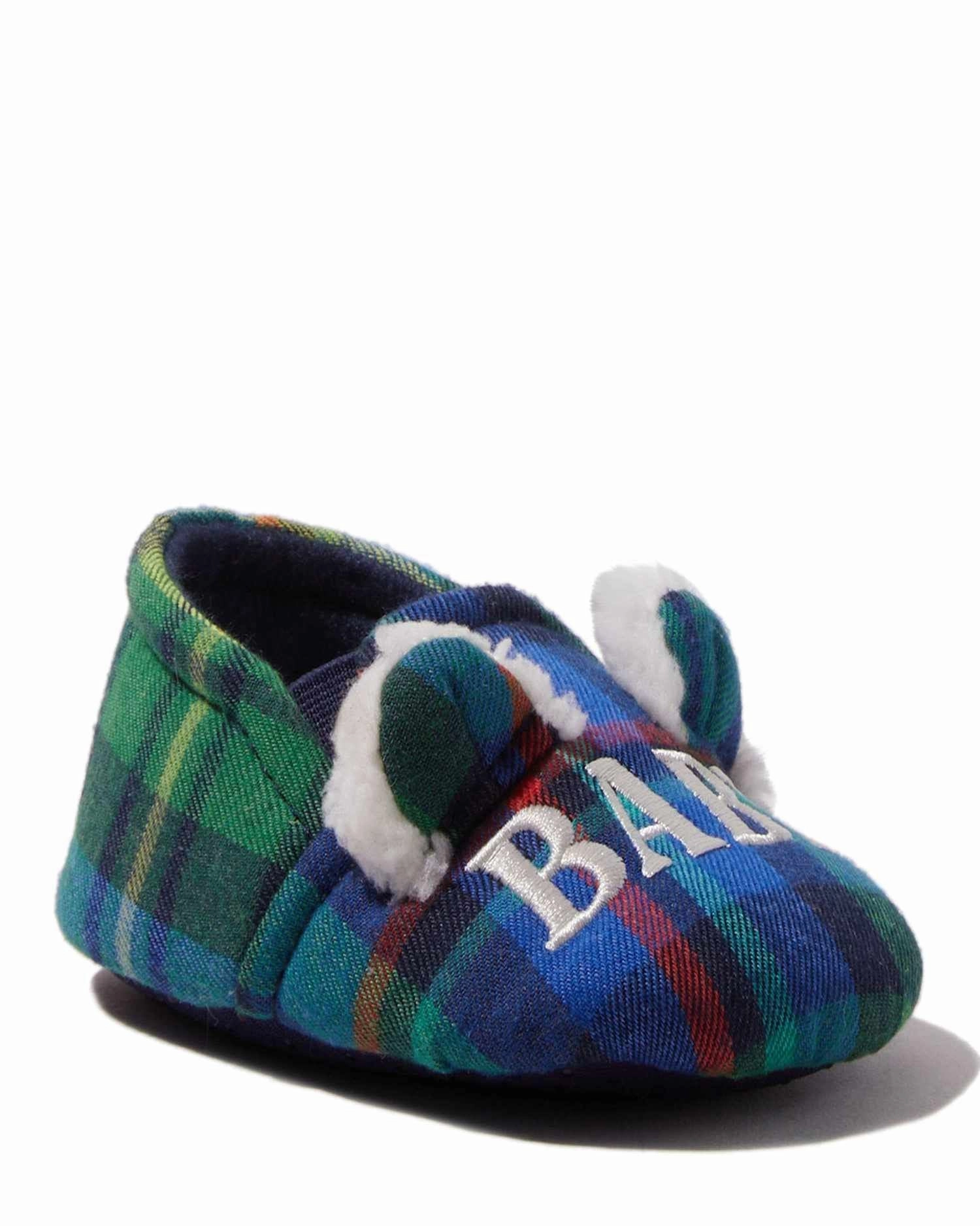 Non Slip Material For Slippers Dearfoams Kids Baby Bear Plaid Closed Back Slipper
