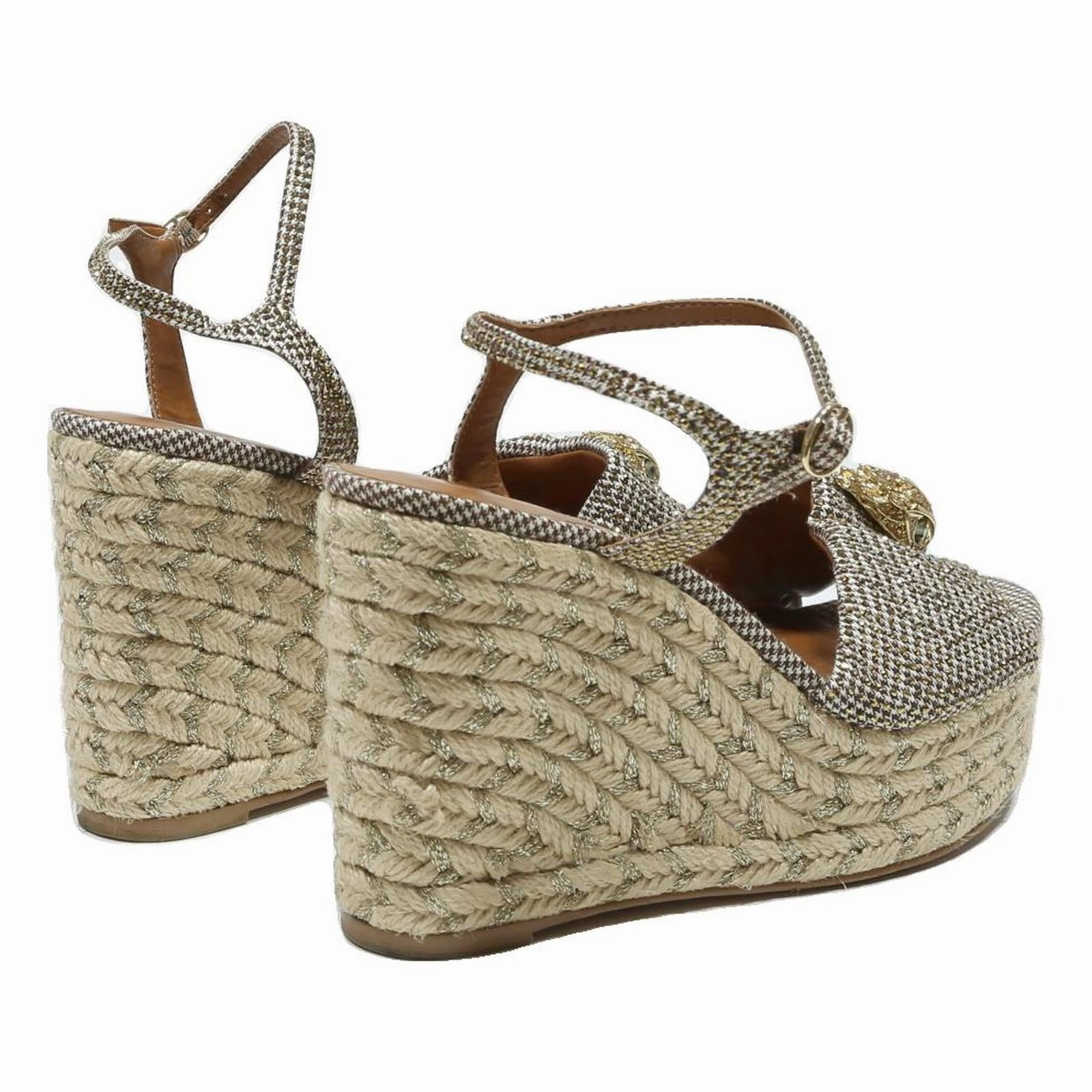KURT GEIGER Womens Espadrille Wedge Sandals Brown & Beige Synthetic UK 5 Sandals Cowboy Boots