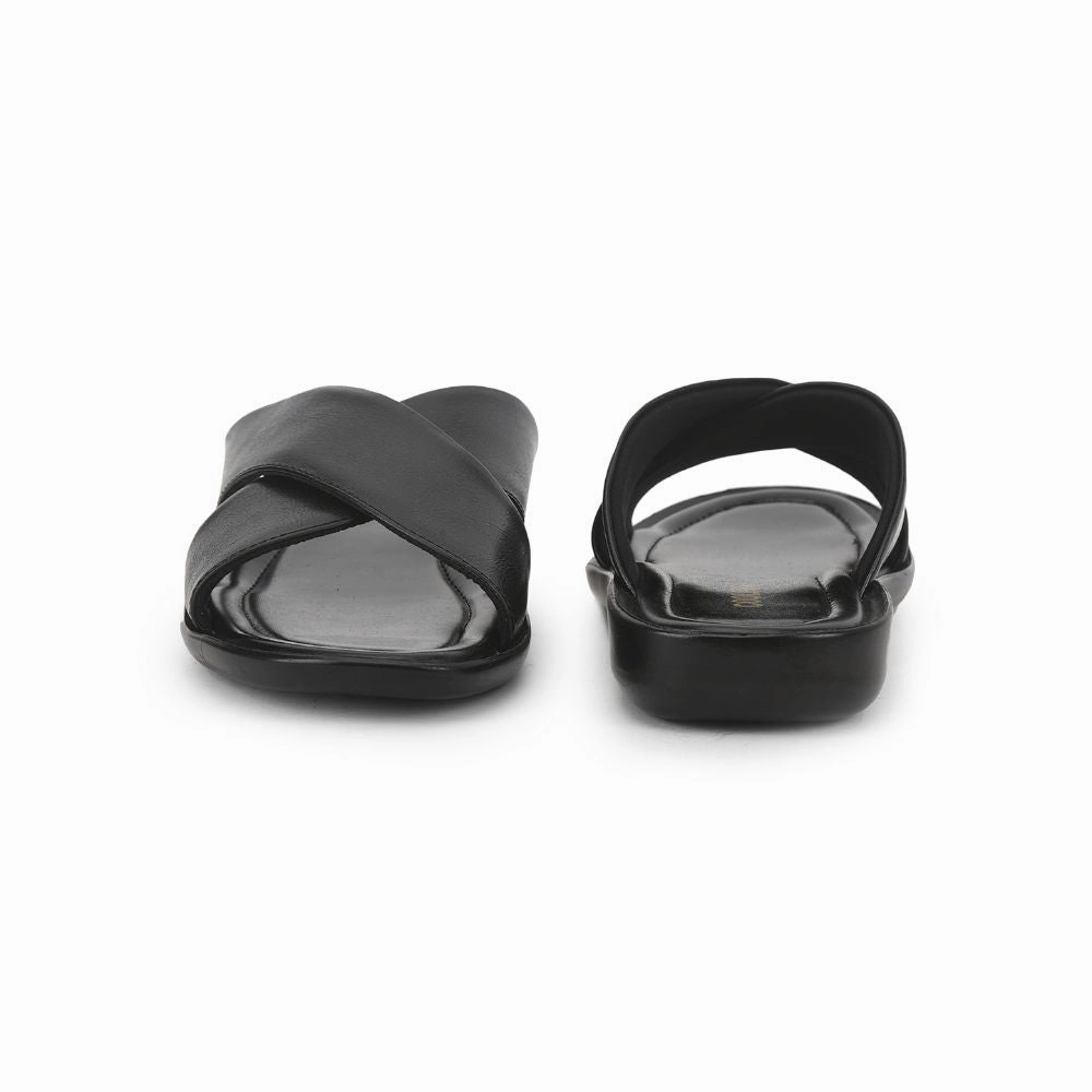 Sliders Slides Coolers Black Casual Slippers For Men CROSS-1E By Liberty