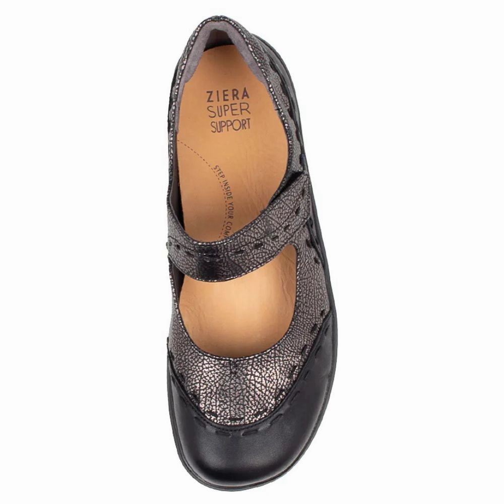 Ziera Gummibear Black/Antique Pewter Mary Jane (Women's)
