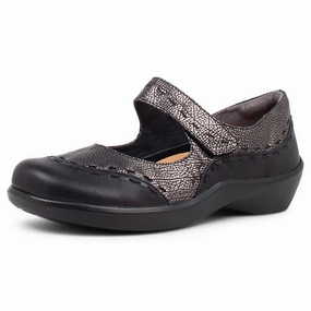 Ziera Gummibear Black/Antique Pewter Mary Jane (Women's) Shoes For Flat Feet Running