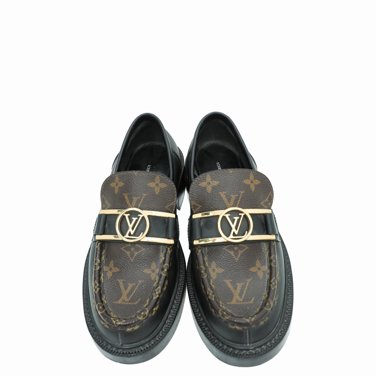 Loafers With Dresses Louis Vuitton Bicolor Monogram Calf Academy Loafers 37.5