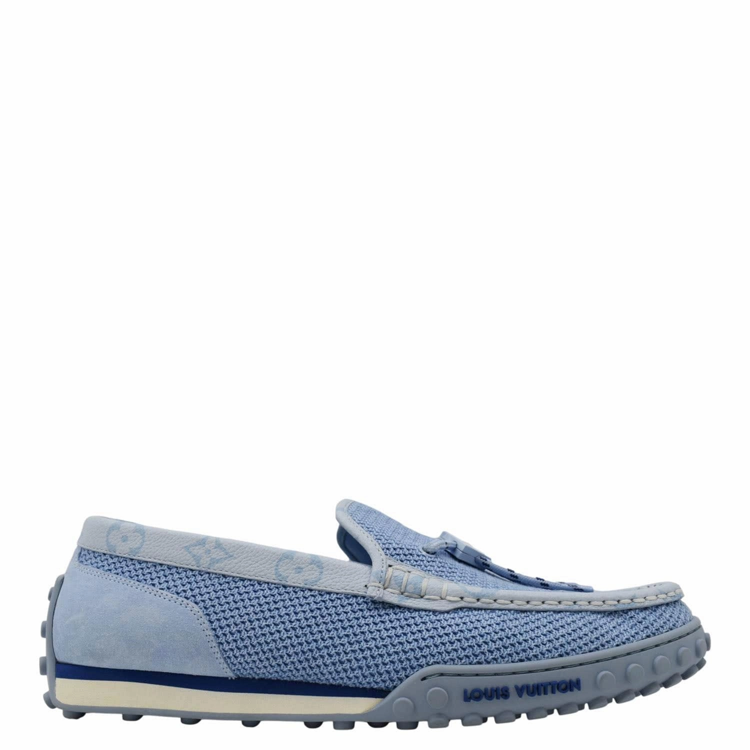 LOUIS VUITTON LV Racer Moccasin Perforated Leather Loafers Light Blue US 10.5 Marni Pierced Loafers