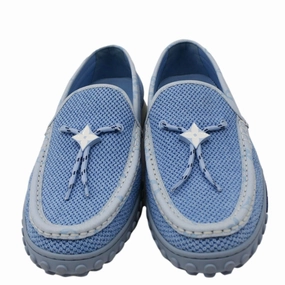 LOUIS VUITTON LV Racer Moccasin Perforated Leather Loafers Light Blue US 10.5 Jm Weston Loafers