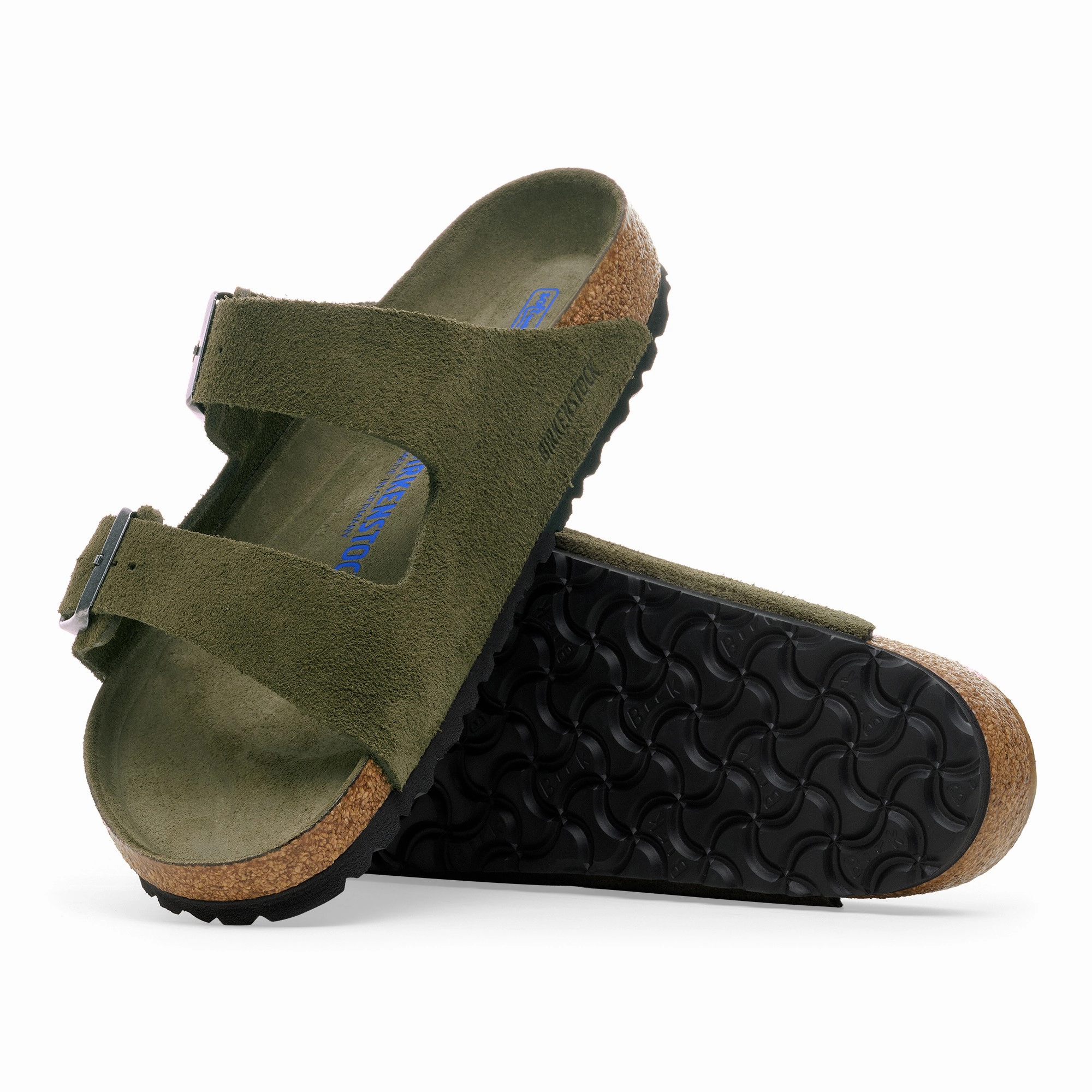 Arizona Soft Footbed Suede Leather Thyme Tonal FB Sandals Earth