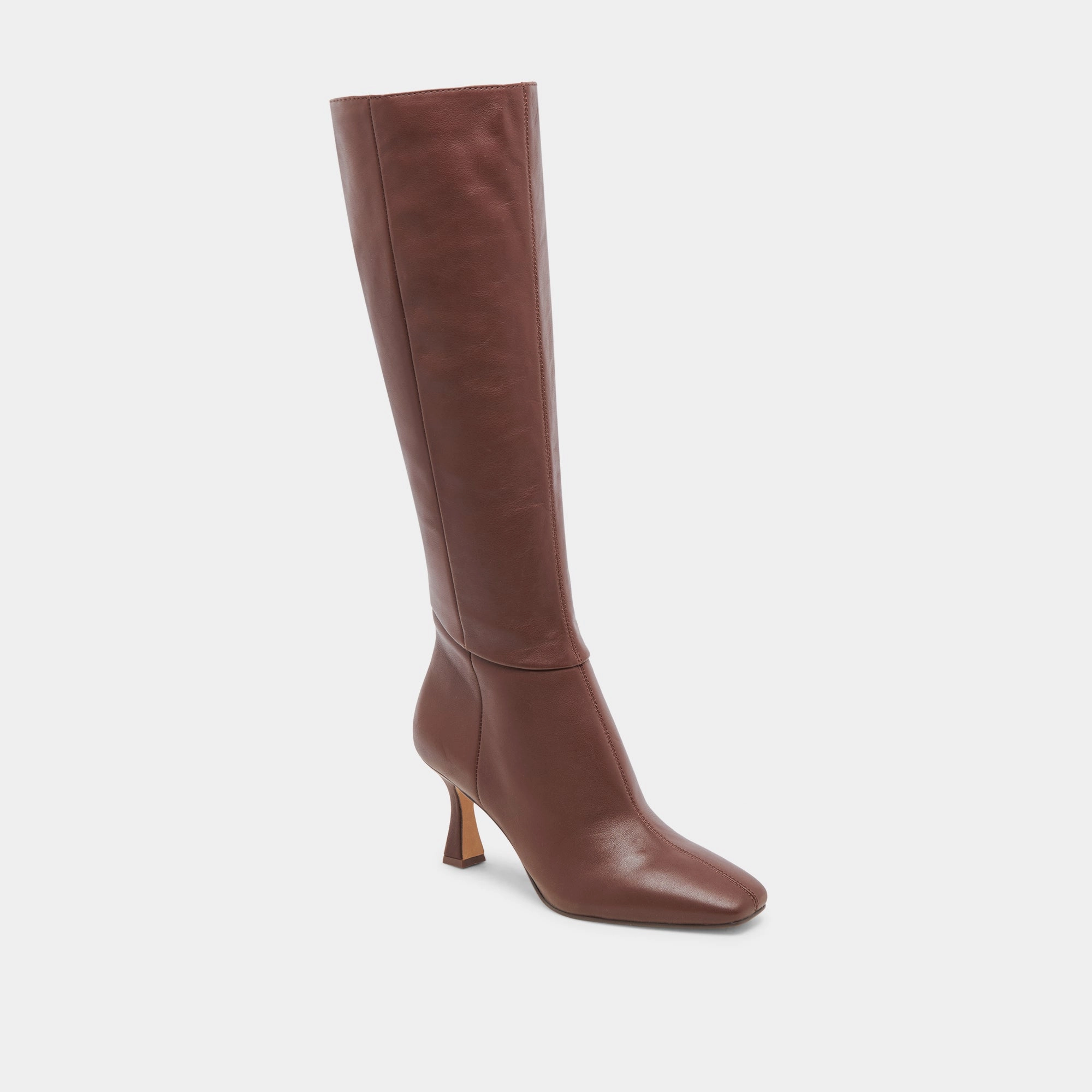 GYRA BOOTS CHOCOLATE LEATHER Above Knee Wide Calf Boots