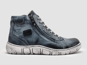 Uggs Ankle Boots Men's Original Thick-Wool Lined Zip-Up Leather Boots - Blue