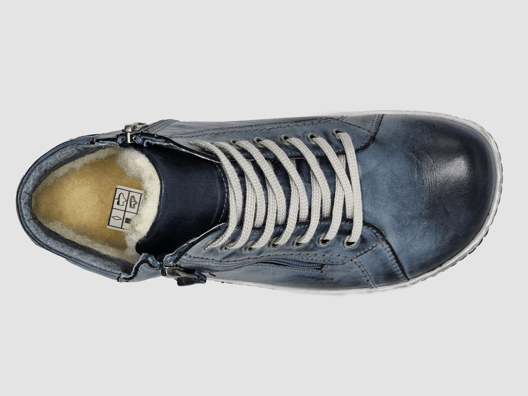 Cowboy Boots For Wide Feet Men's Original Thick-Wool Lined Zip-Up Leather Boots - Blue