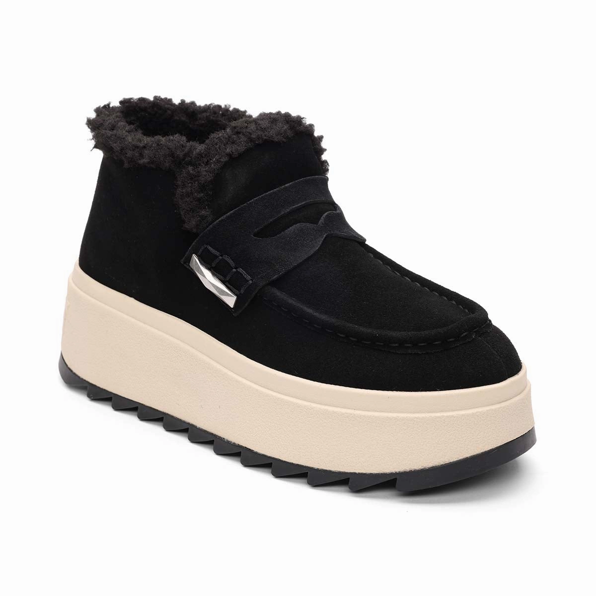 Magic Moc Fur Lined Ankle Bootie Lug Sole Boots