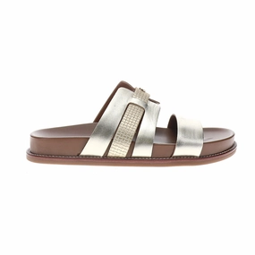 Trevin Metallic Slide Footbed Sandals Sequin Flat Sandals