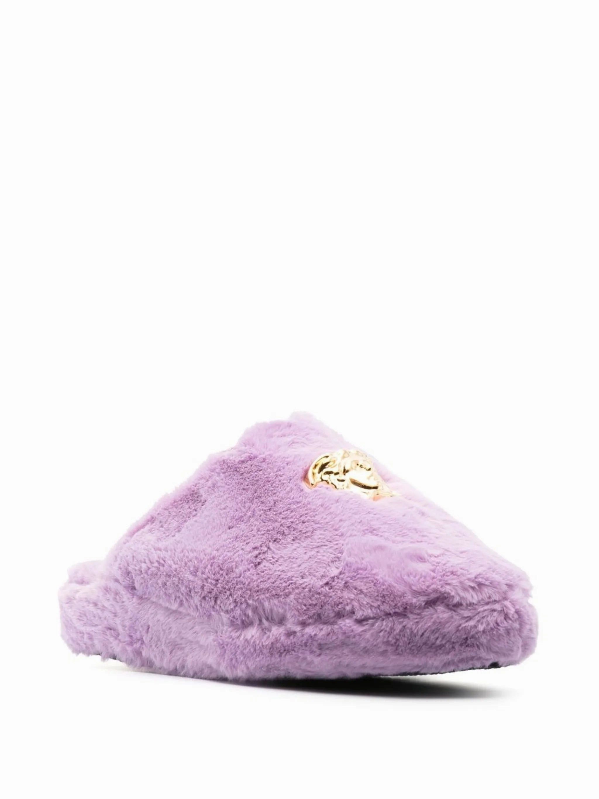 Comfortable Shoes Flat Feet Medusa faux-fur slippers