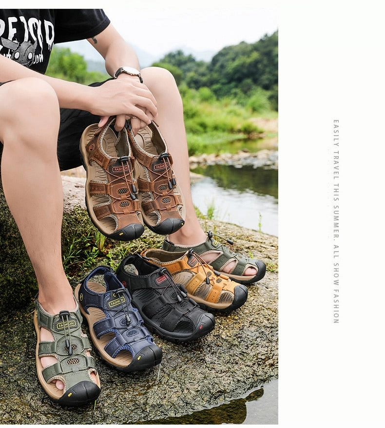 Uncle Sandals Men Genuine  Leather Sandals for beach or  outdoor / FREE Shipping