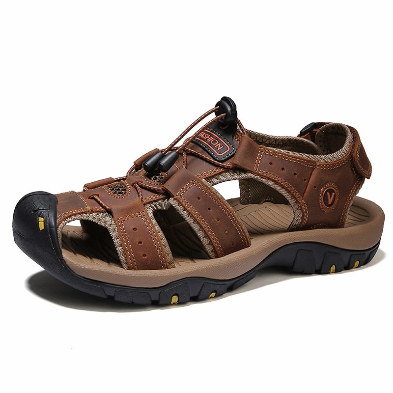 Men Genuine  Leather Sandals for beach or  outdoor / FREE Shipping Sandals Grenada Map
