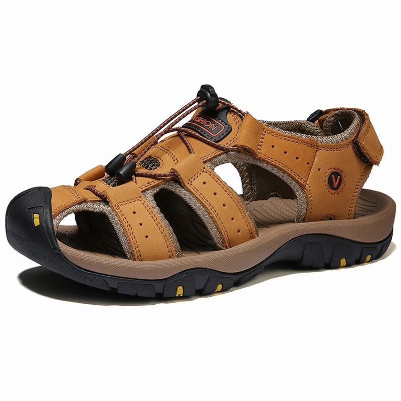 Ankle Strap Thong Sandals Men Genuine  Leather Sandals for beach or  outdoor / FREE Shipping