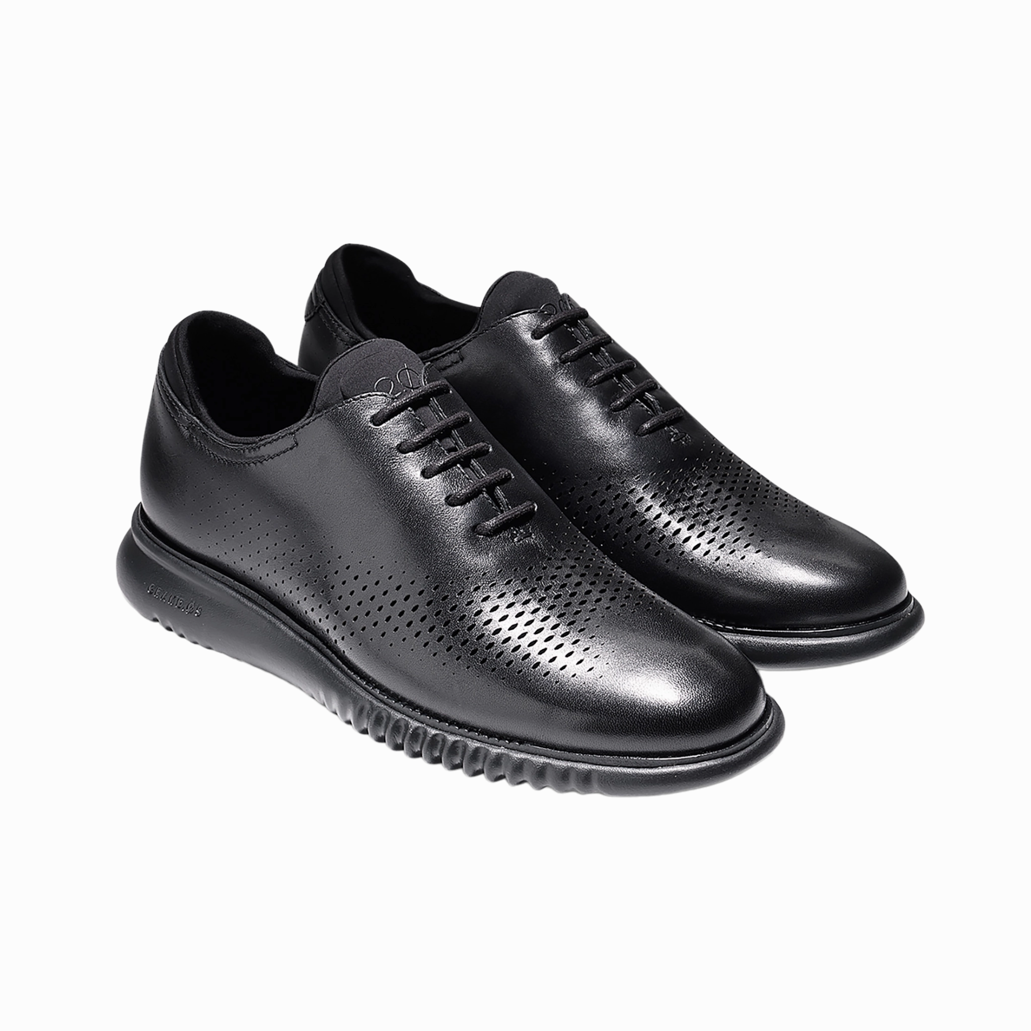 Men's 2.ZERGRAND Laser Wingtip Oxford Wide Foot Dress Shoes