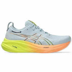 Men's Asics Gel-Nimbus 26 Paris, Cool Grey/Safety Yellow, 12.5 D Medium Asics Moderate Stability Running Shoes