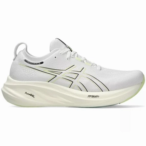 Men's Asics Gel-Nimbus 26, White/Birch, 9 2E Wide Asics Gel Orthopedic Shoes
