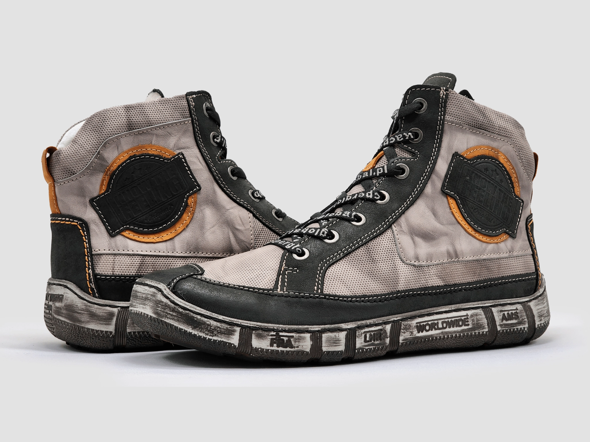 Men's Comfort Zip-Up Leather Boots - Grey/Black Boots Snowboard Sale