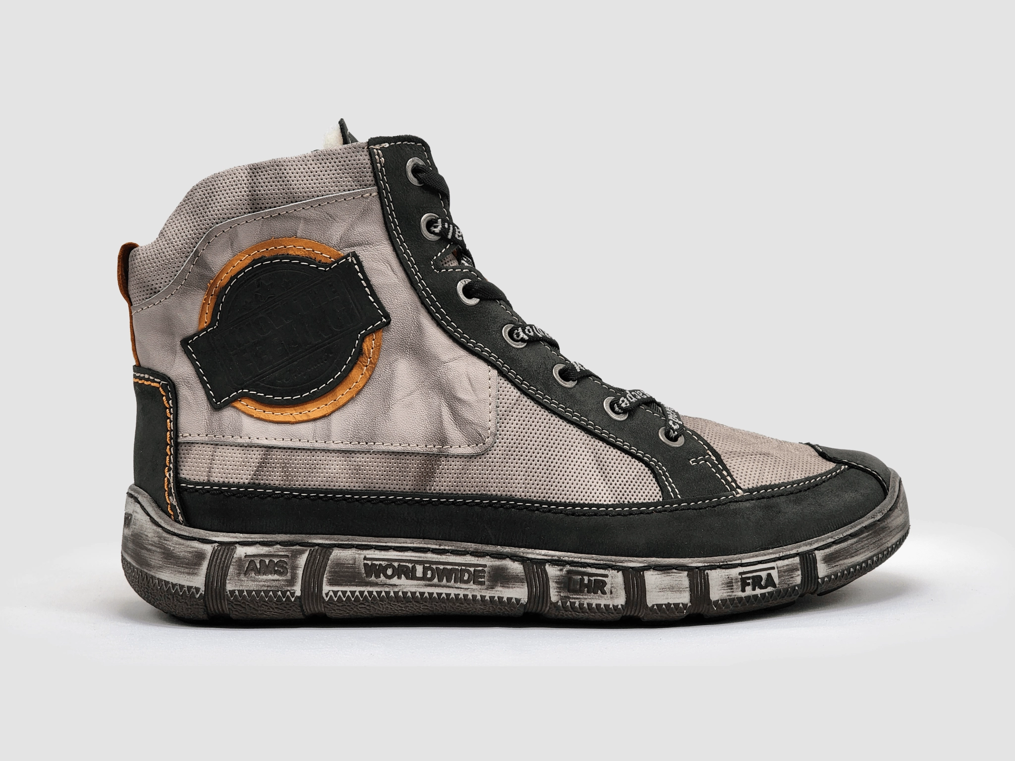 Men's Comfort Zip-Up Leather Boots - Grey/Black Marsell Boots