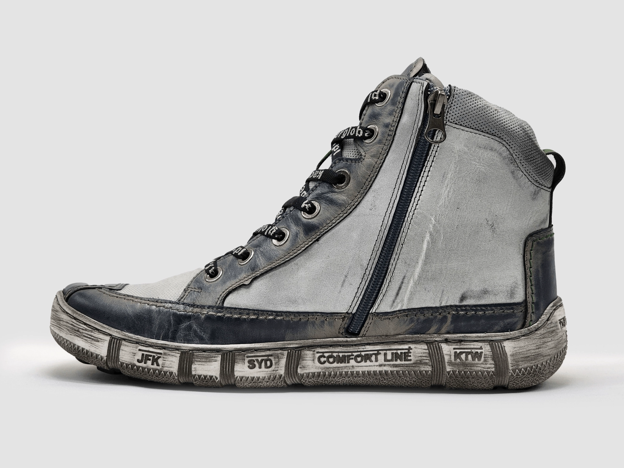 Top Waterproof Boots Men's Comfort Zip-Up Leather Boots - Grey/Green