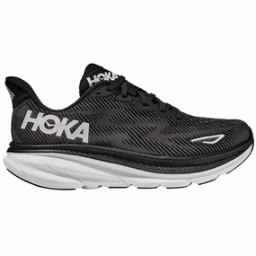 Contact Men's Hoka Clifton 9, Black/White, 9 D Medium