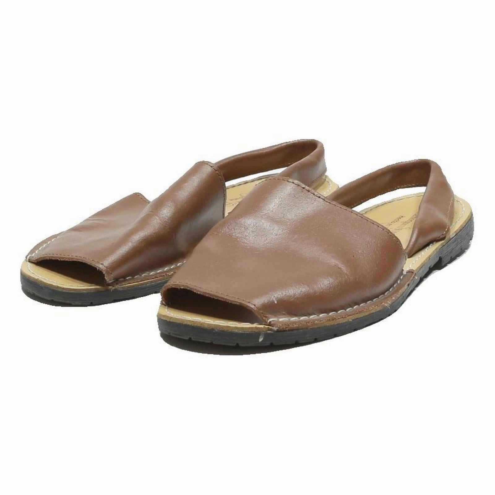 Cork Heel Sandals MENORQUINA BOMER Womens Leather Slingback Sandals Brown UK 5 Casual Summer