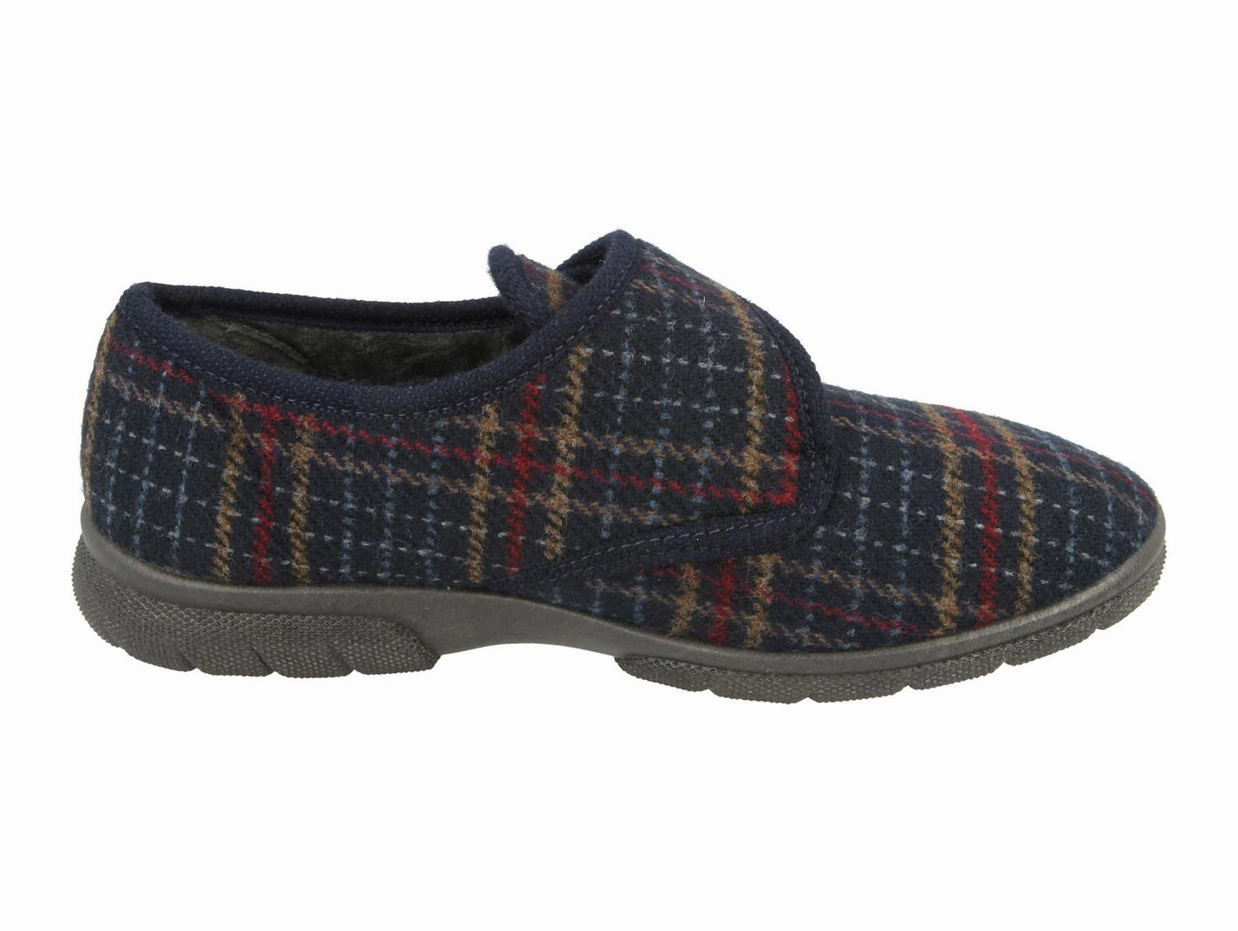 Mens Wide Fit DB Tartan Slippers Slippers Hospital