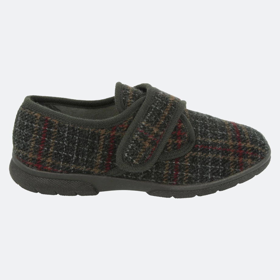 Mens Wide Fit DB Tartan Slippers Slide Lite