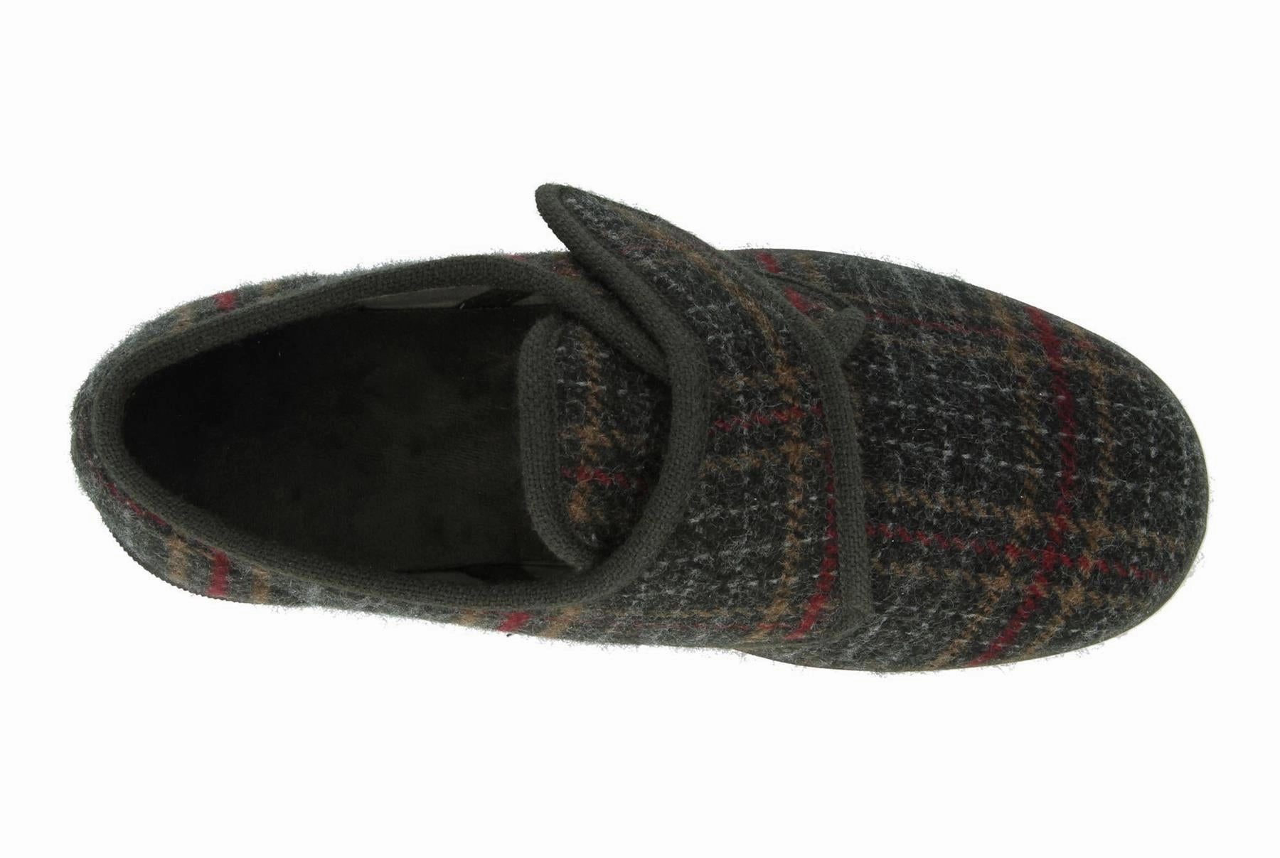 Mens Wide Fit DB Tartan Slippers Ruby Slippers Hydrangea Size
