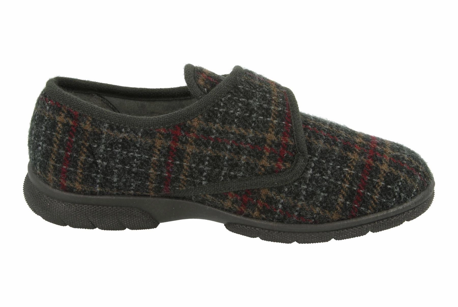 Mens Wide Fit DB Tartan Slippers Anti Odor Slippers