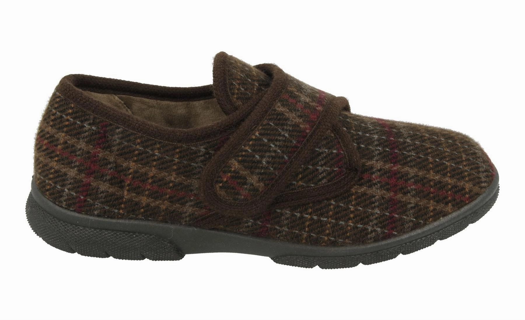 Gary Slippers Mens Wide Fit DB Tartan Slippers
