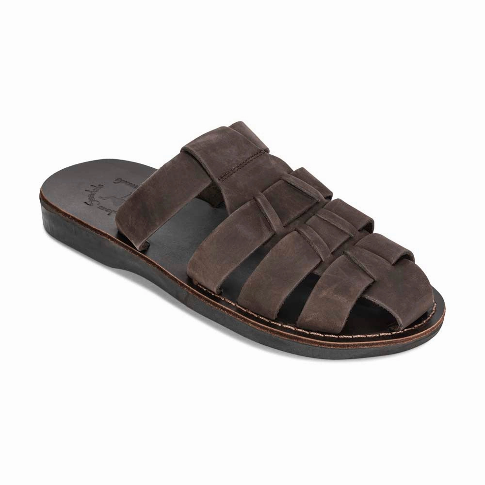 Michael Slide - Leather Pacific Slide Sandal | Brown Nubuck Earth Spirit Shoes Sandals