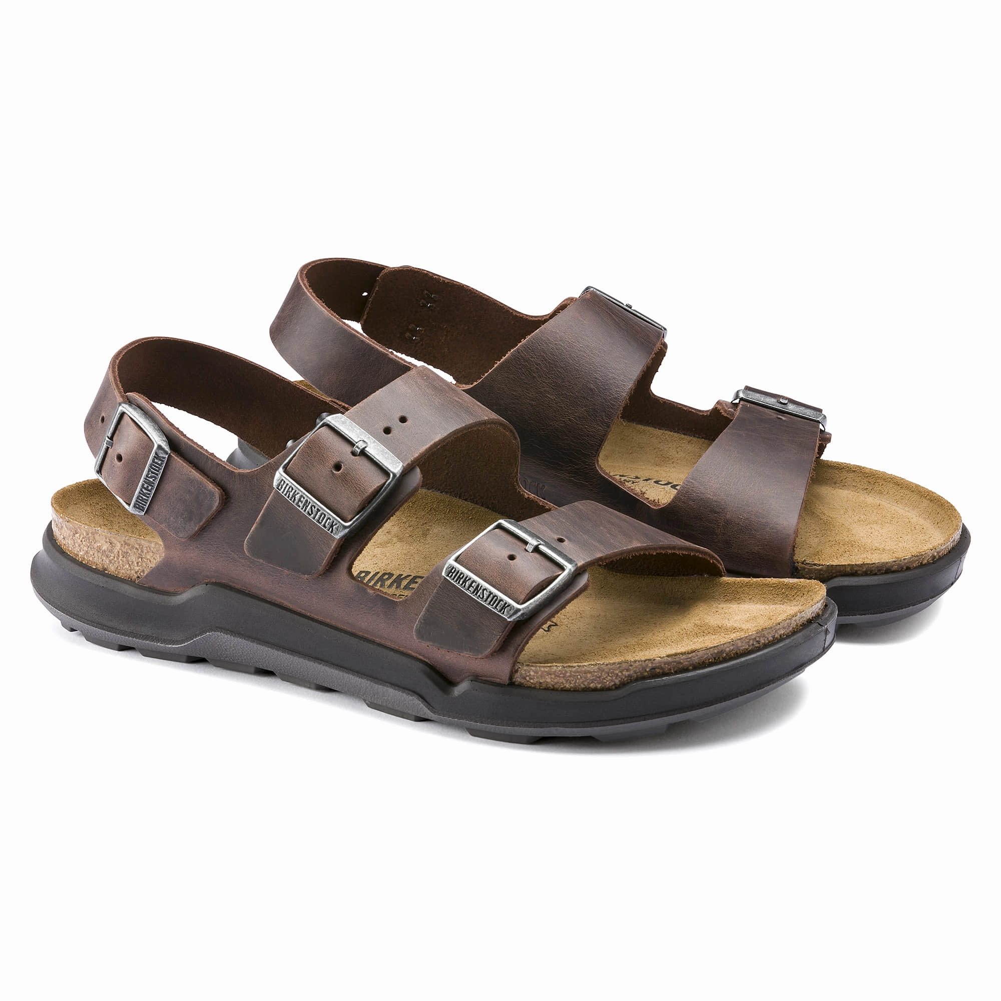 Milano Men Oiled Leather Flat Ankle Strap Sandals