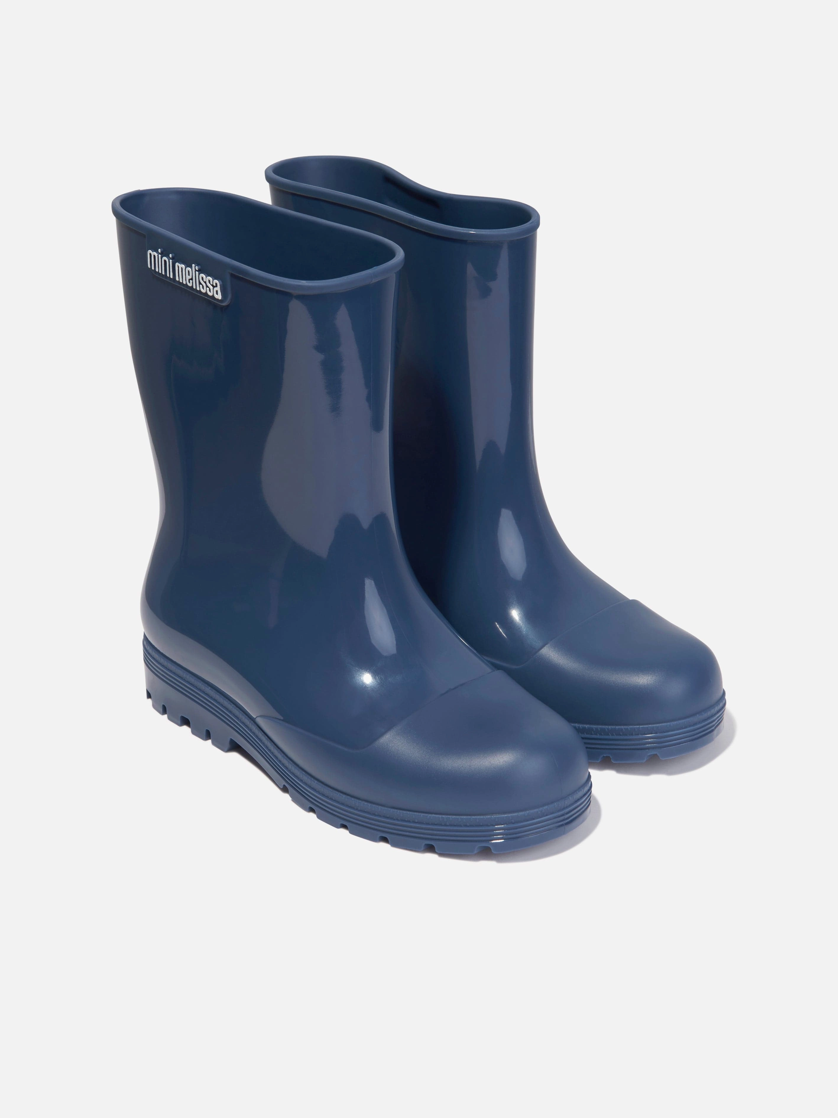 Mini Melissa Girls Welly Boots in Navy Rubber Rain Boots