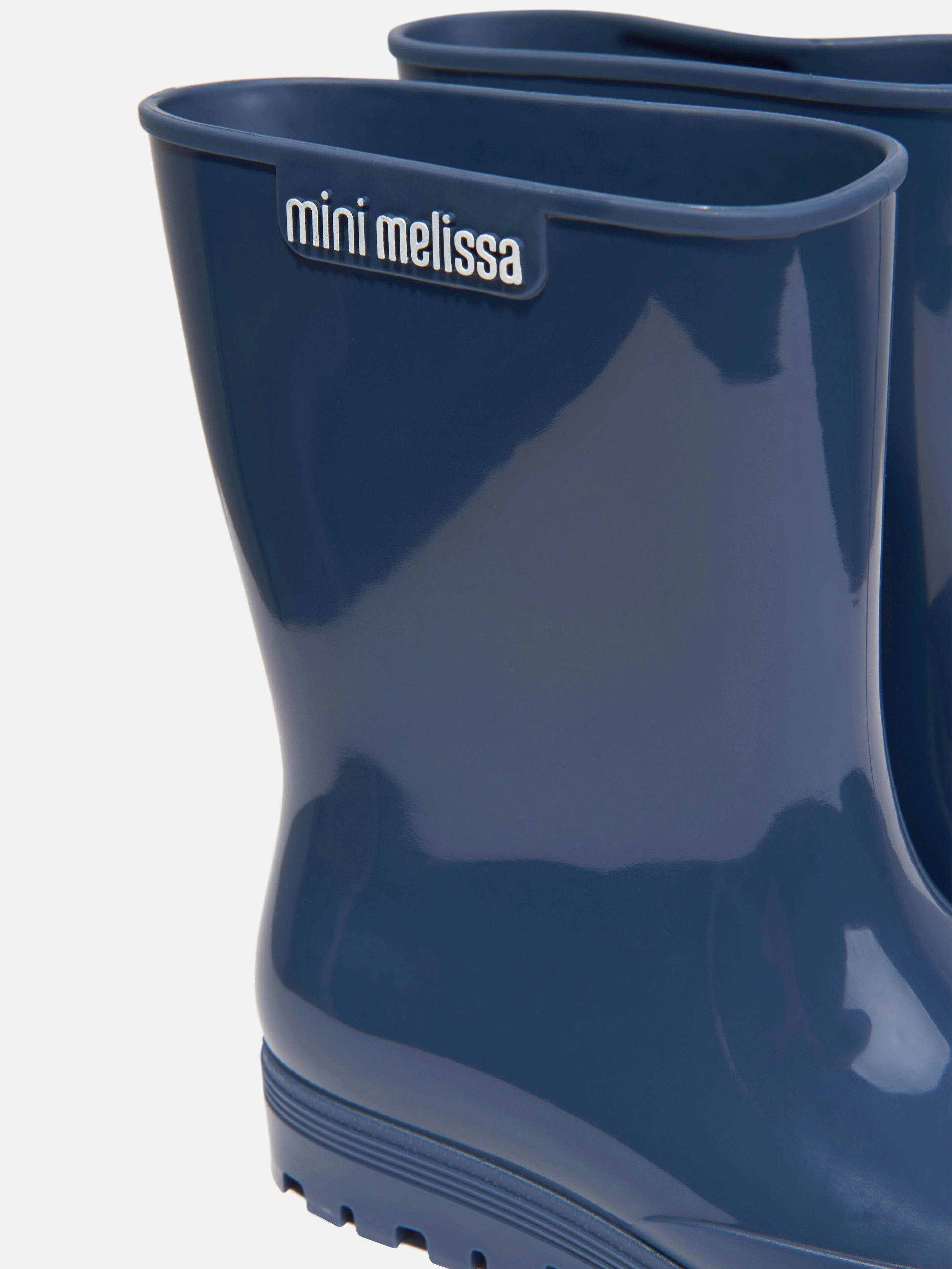 Mini Melissa Girls Welly Boots in Navy Knee High Dress Boots