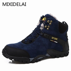 MIXIDELAI New Couple Unisex Boot Men Boots fashion Quality Winter Snow Plush Ankle Boots For Men's Warm Boots Ankle Work Shoes Boots That Are Waterproof