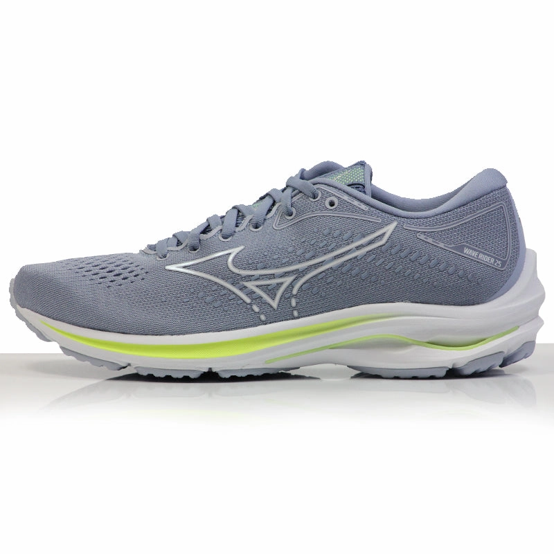 Max Cushion Running Shoes Mizuno Wave Rider 25 Women's Running Shoe - Heather/White/Neo Lime