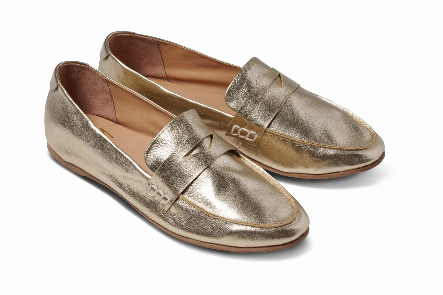 MOORHEN - Gold Crocodile Leather Loafers