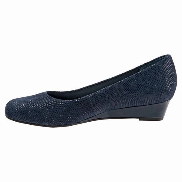Trotters Lauren Navy 3D Patent Suede (Women's) High Heel Dress Shoes