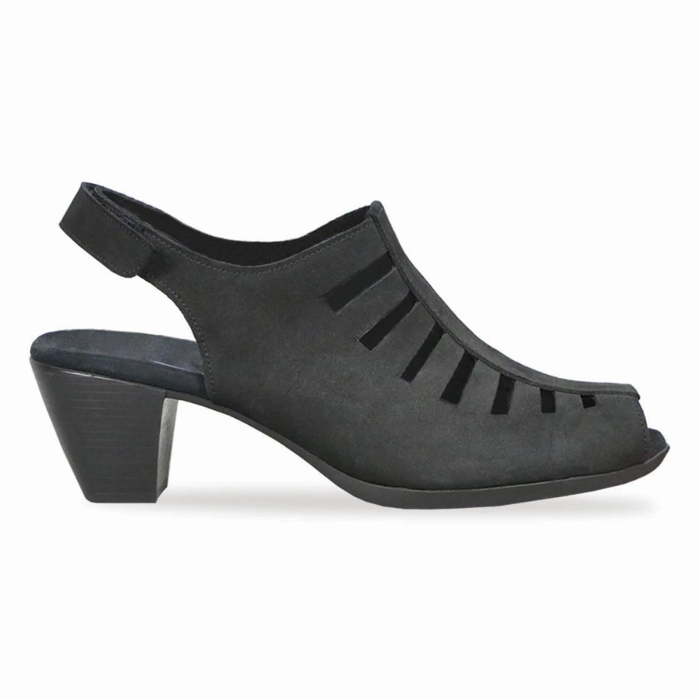 Most Comfortable Dress Shoes For Wedding Munro Abby Black Nubuck Sandal (Women's)