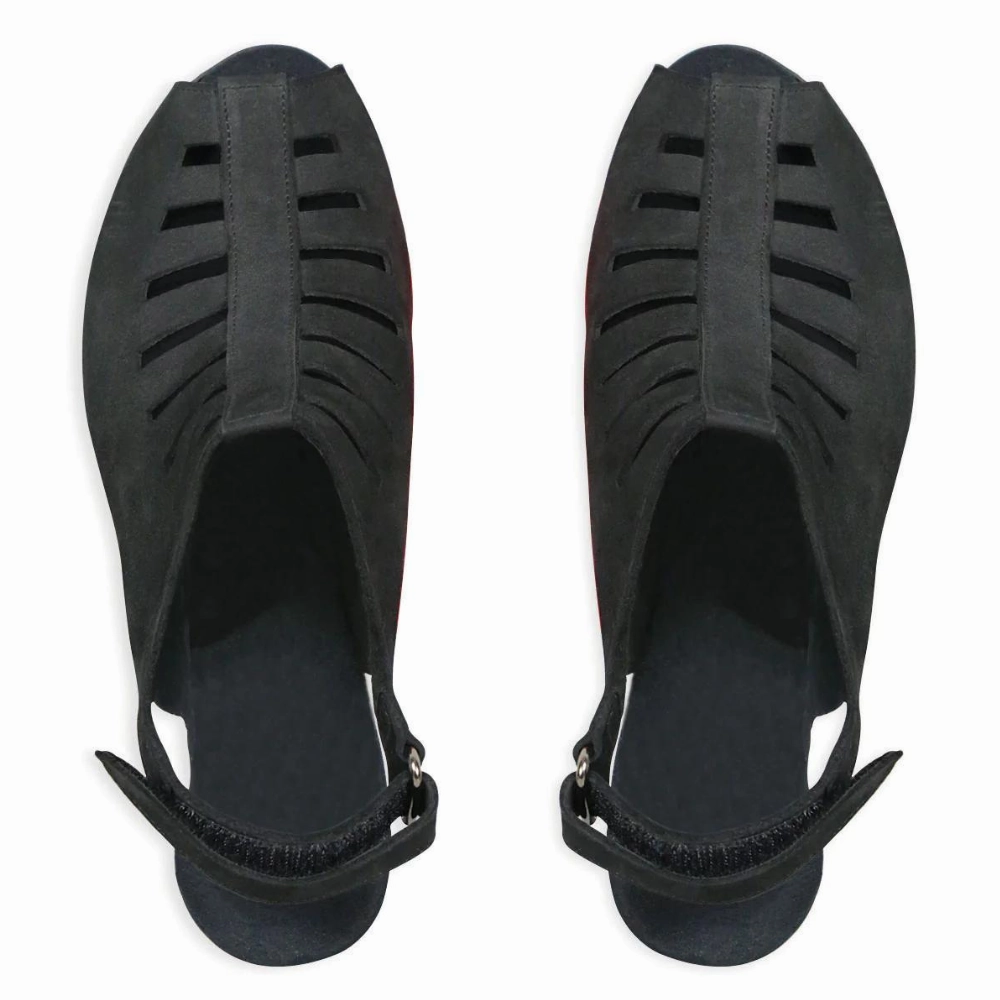 White Dress Shoe Munro Abby Black Nubuck Sandal (Women's)