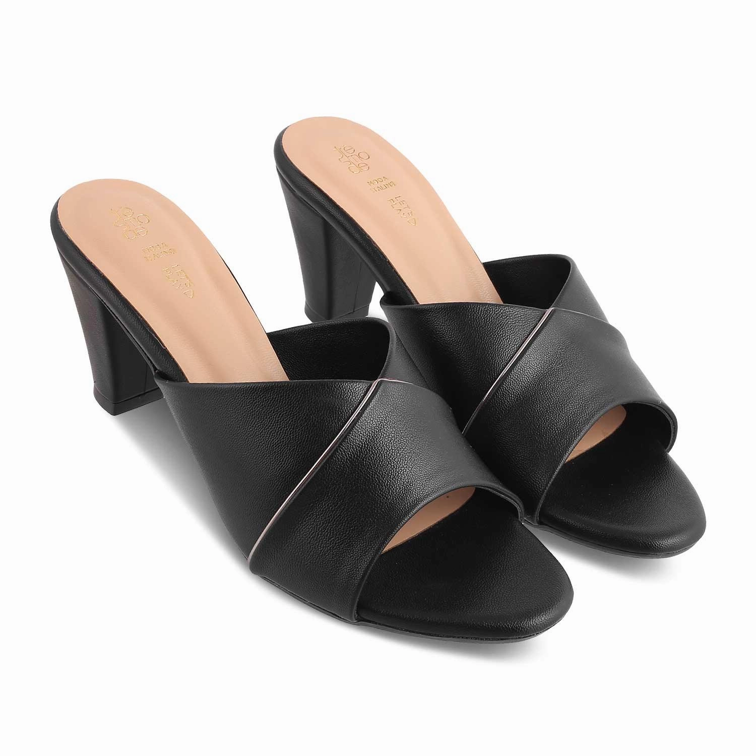 The Witty Black Women's Dress Block Heel Sandals Tresmode Slide Sandals Vs Flip Flops