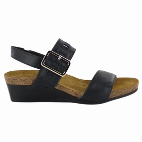 Thong Wedge Sandals Naot Dynasty Jet Black Leather Sandal (Women's)