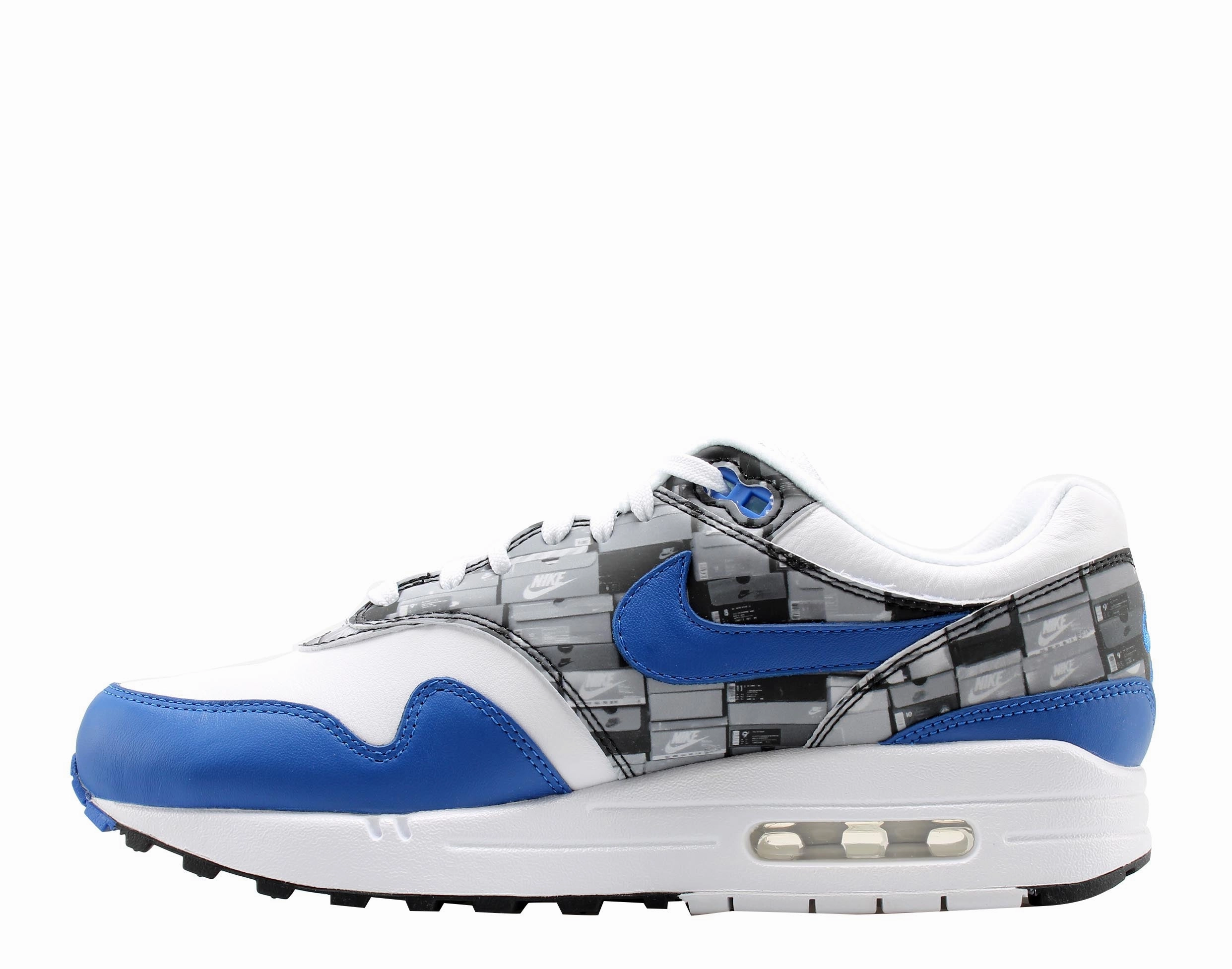 Nike Air Max 1 Print White/Game Royal/Grey Men's Running Shoes AQ0927-100 Spikeless Golf Shoes Nike