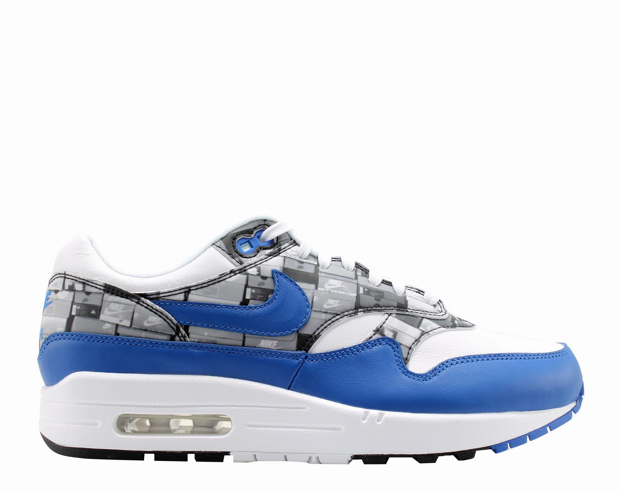 Nike Air Max 1 Print White/Game Royal/Grey Men's Running Shoes AQ0927-100 And White Nike Running Shoes