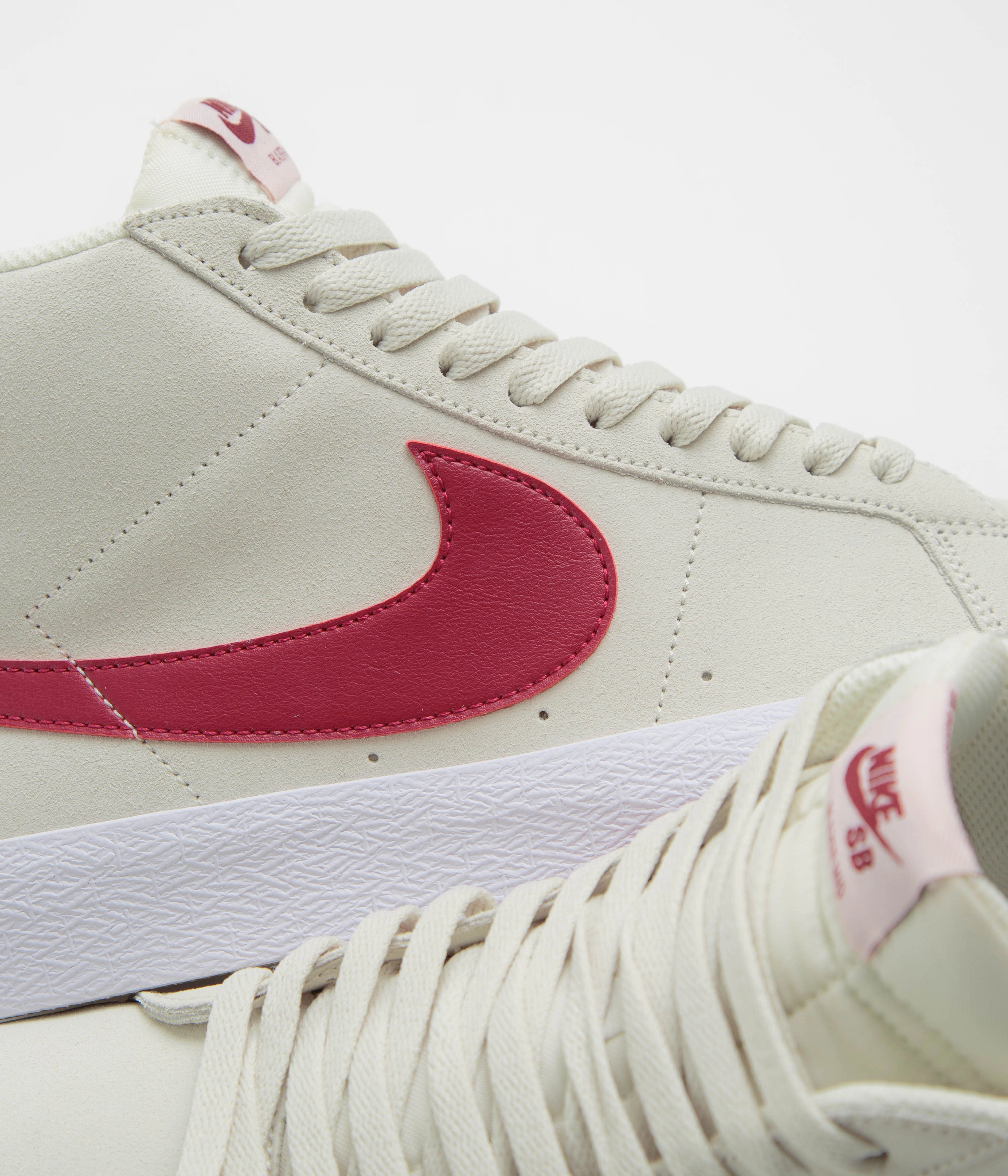 Nike SB Blazer Mid Shoes - Pale Ivory / Noble Red - Silt Red - White Nike Shoes Drip